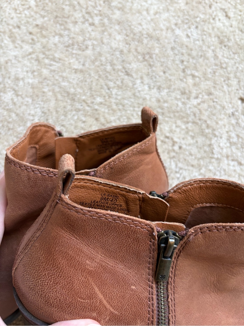 Lucky Brand Cognac Brown Leather Ankle Booties with Side Zip - Picture 5 of 6